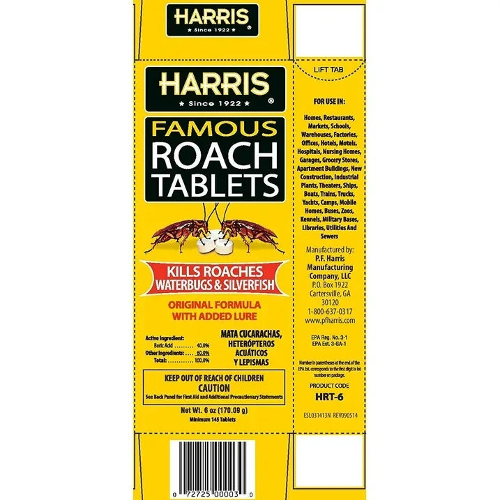 Wholesale Price with free shipping across the USA for Harris Famous Roach & Silverfish Killer Tablets, 6 oz. - Manji Distributors