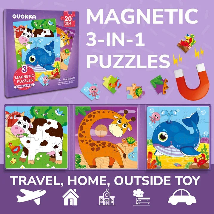 Wholesale Price with free shipping across the USA for QUOKKA Magnetic Puzzles for Toddlers Ages 2-4 - 20 Pcs Travel Puzzle Game for Kids 3-6 with Animals - Manji Distributors