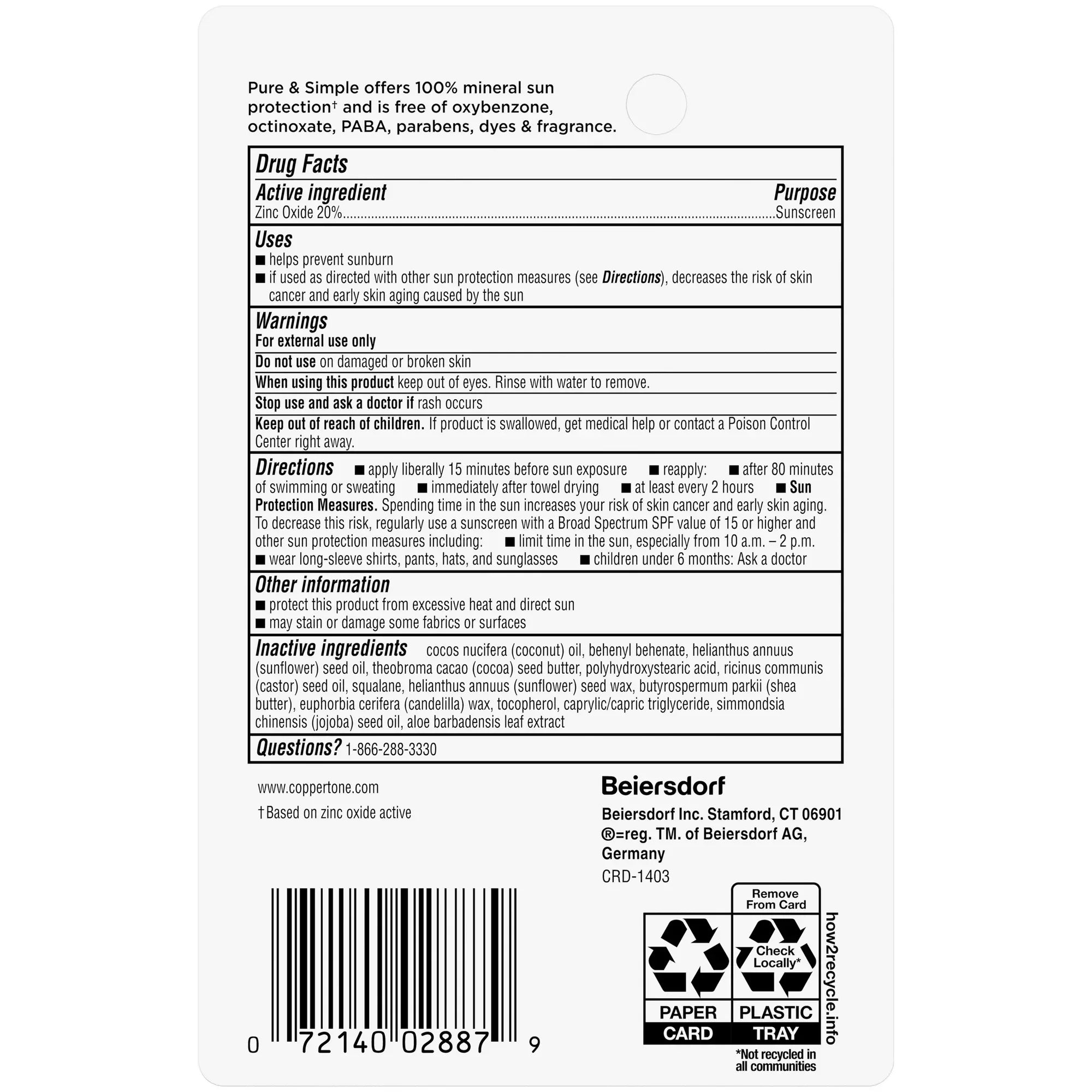 Wholesale Price with free shipping across the USA for Coppertone Pure & Simple, 100% Mineral Sunscreen Stick, Child, SPF 50, 0.49 oz - Manji Distributors