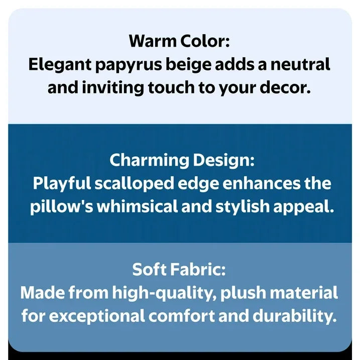 Wholesale Price with free shipping across the USA for Mainstays by Becky G. & Alejandra Scallop Decorative Pillow, Papyrus Beige, 18