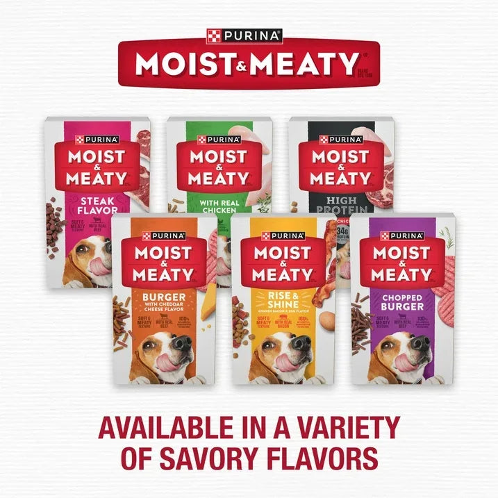 Wholesale Price with free shipping across the USA for Purina Moist & Meaty Dry Dog Food, High Protein Steak Flavor with Real Beef, 6 oz Pouches (36 Pack) - Manji Distributors