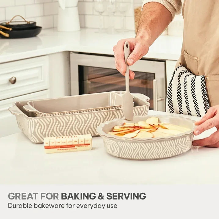 Wholesale Price with free shipping across the USA for Thyme & Table, 10-Piece Ceramic Bakeware Set, with Spatulas & Whisk, Madison - Manji Distributors