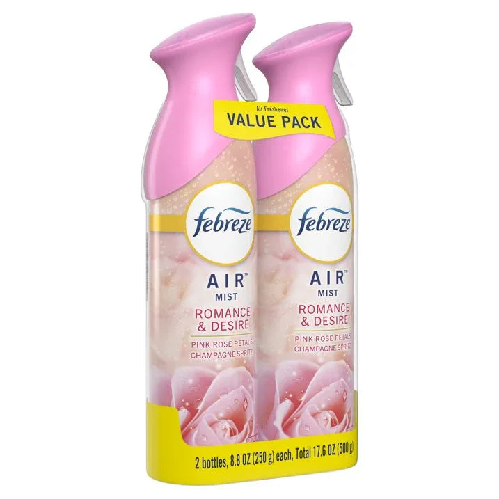 Wholesale Price with free shipping across the USA for Febreze Air Freshener Spray, Odor-Fighting Room Spray, Romance & Desire, 8.8oz, 2 Count - Manji Distributors