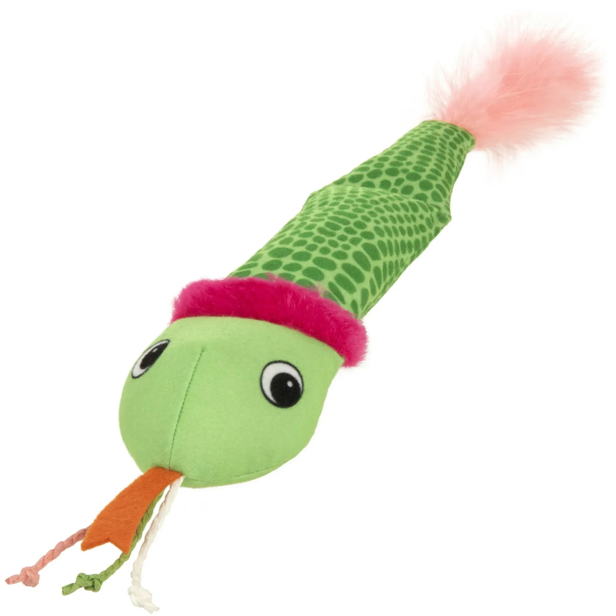 Wholesale Price with free shipping across the USA for SmartyKat Crinkle Creeper Crinkle Plush Kicker Cat Toy with Catnip Filled Tail, Green - Manji Distributors