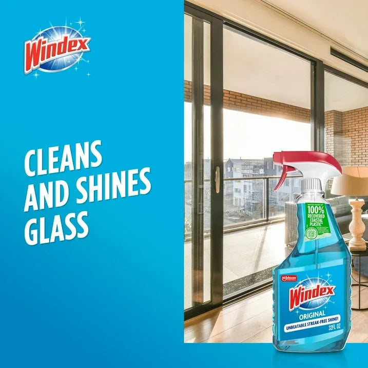 Wholesale Price with free shipping across the USA for (8 pack) Windex® Glass & Window Cleaner, Original Blue, Spray Bottle, 32 fl oz - Manji Distributors
