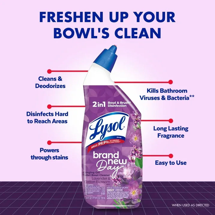 Wholesale Price with free shipping across the USA for (2 pack) Lysol Toilet Bowl Cleaner Bathroom Gel, Lavender & Cotton Blossom, 24 oz, Pack of 2 - Manji Distributors