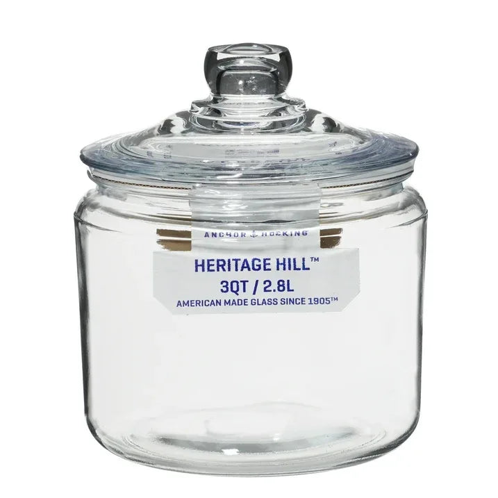 Wholesale Price with free shipping across the USA for Anchor Hocking Heritage Hill Glass Jar with Lid, 3 Quart - Manji Distributors