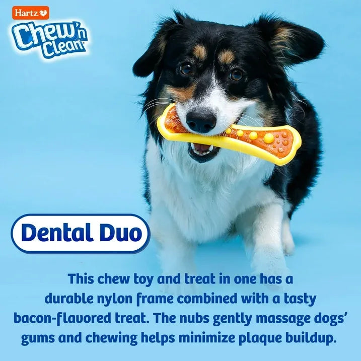 Wholesale Price with free shipping across the USA for Hartz Chew 'n Clean Dental Duo Dog Toy, Large, Color May Vary - Manji Distributors