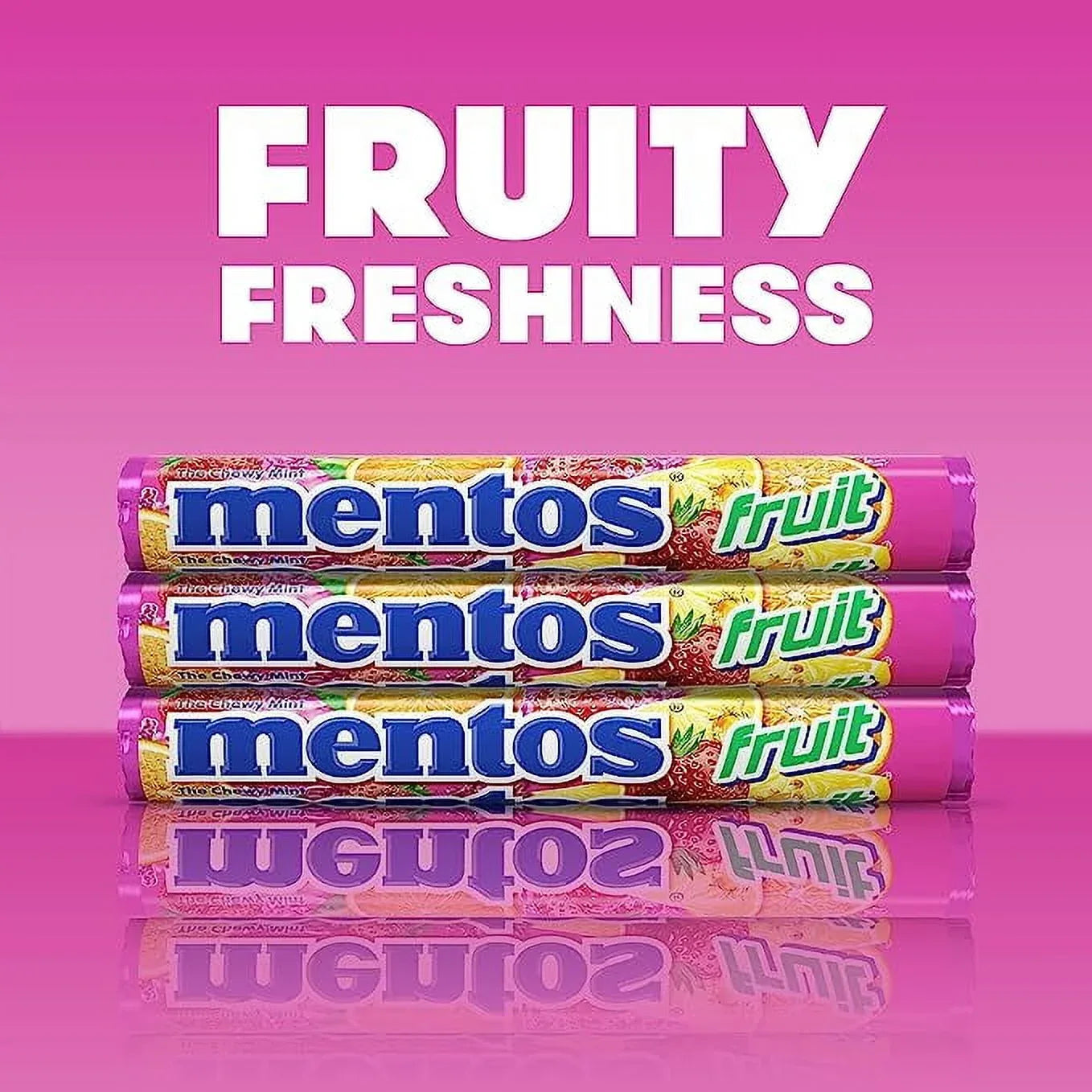 Wholesale Price with free shipping across the USA for Mentos Chewy Breath Mints Candy Roll, Fruit, Nut Free, Regular Size, 1.32 oz, 6 Count - Manji Distributors