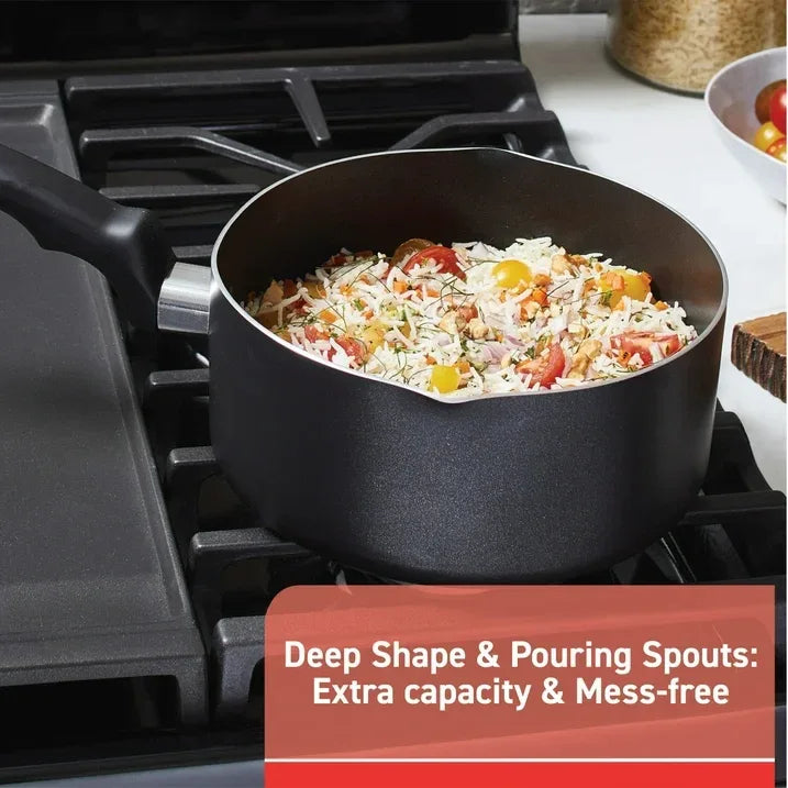 Wholesale Price with free shipping across the USA for T-fal Comfort Titanium Nonstick Cookware, Sauce Pan, 3 quart, Black - Manji Distributors