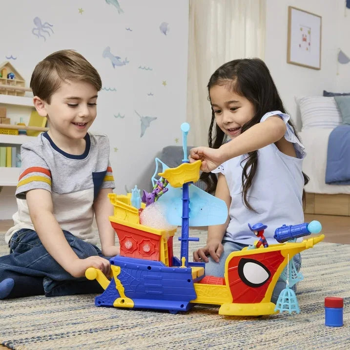Wholesale Price with free shipping across the USA for Marvel Spidey and his Amazing Friends Water-Webs Webs Ahoy Bubble Pirate Ship Toy, 3-Inch (7.6) Action Figures & Boat Playset, Super Hero Toys, 3+ - Manji Distributors