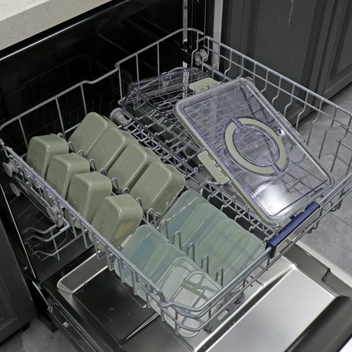 Wholesale Price with free shipping across the USA for Cook With Color 8-Compartment Snackle Box, Charcuterie Container, Divided Serving Tray with Lid and Handle, Olive - Manji Distributors