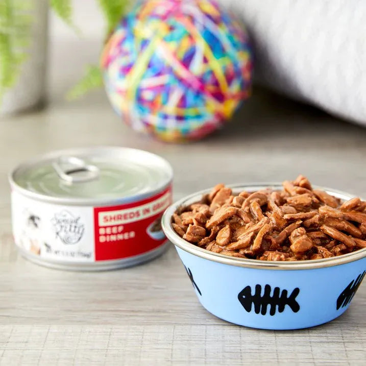 Wholesale Price with free shipping across the USA for (6 pack) Special Kitty Beef Dinner Shreds in Gravy Wet Cat Food, 5.5 oz Can - Manji Distributors