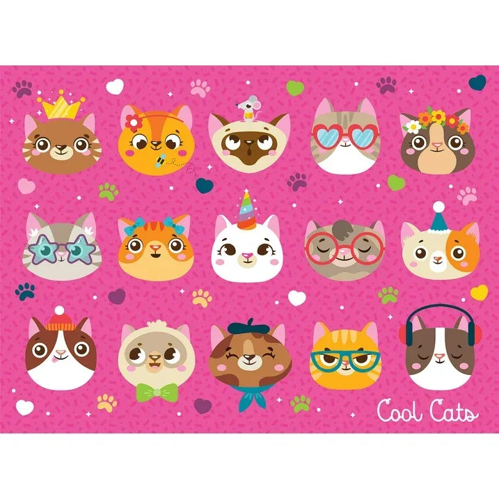 Wholesale Price with free shipping across the USA for Chuckle & Roar 100-Piece Cool Cats Glittery Interlocking Jigsaw Puzzle for Children Ages 6+ - Manji Distributors