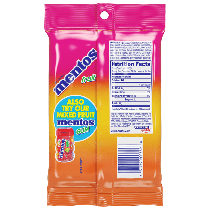 Wholesale Price with free shipping across the USA for Mentos Chewy Breath Mints Candy Roll, Fruit, Nut Free, Regular Size, 1.32 oz, 6 Count - Manji Distributors