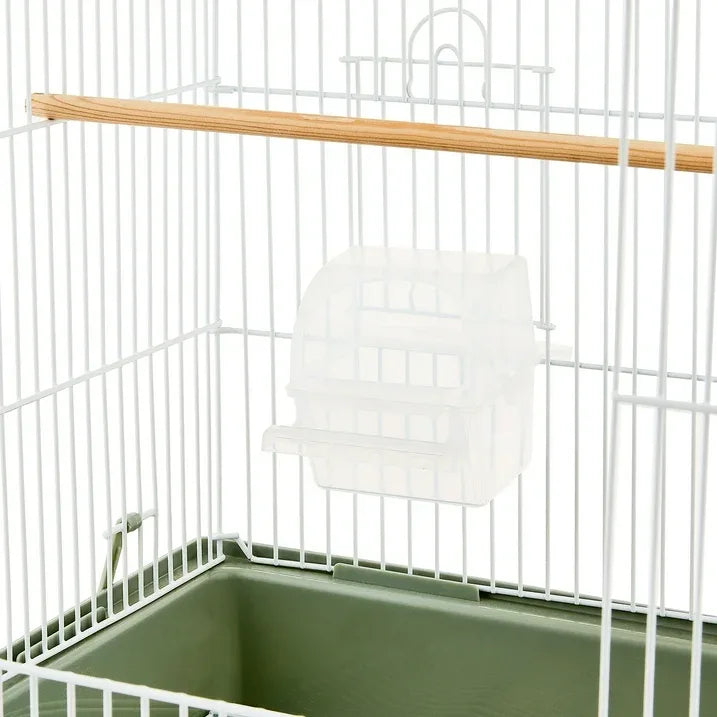Wholesale Price with free shipping across the USA for Vibrant Life Small Bird Cage with Perch, Plastic Hooded Cup & Tray for Parakeets & Finches, White - Manji Distributors