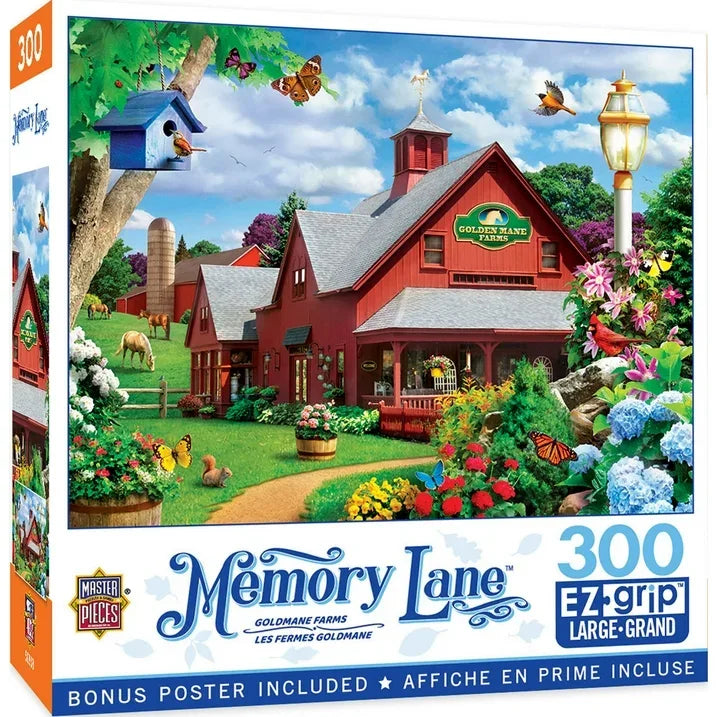 Wholesale Price with free shipping across the USA for MasterPieces Memory Lane - Goldmane Farms 300 Piece EZ Grip Puzzle - Manji Distributors