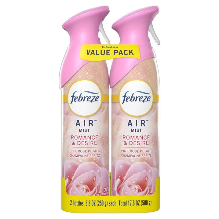 Wholesale Price with free shipping across the USA for Febreze Air Freshener Spray, Odor-Fighting Room Spray, Romance & Desire, 8.8oz, 2 Count - Manji Distributors