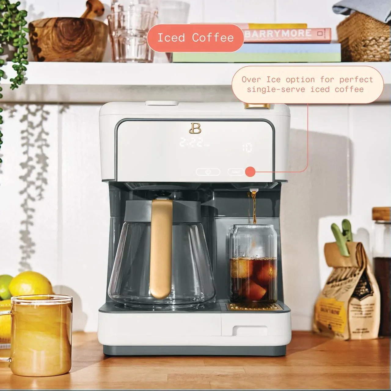 Wholesale Price with free shipping across the USA for Beautiful Multi-Brew 12-Cup Programmable Drip & Single-Serve Coffee Maker, White Icing by Drew Barrymore - Manji Distributors