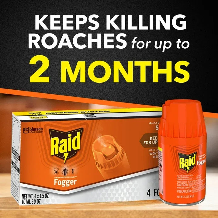 Wholesale Price with free shipping across the USA for Raid Concentrated Deep Reach Pest Insect Killer & Roach Fogger, 1.5 fl oz, 4 Count - Manji Distributors