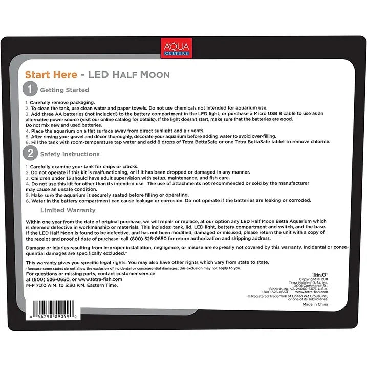 Wholesale Price with free shipping across the USA for Tetra 1.1 Gallon Betta Aquarium Kit, Half Moon-Shaped Aquarium with LED Light - Manji Distributors