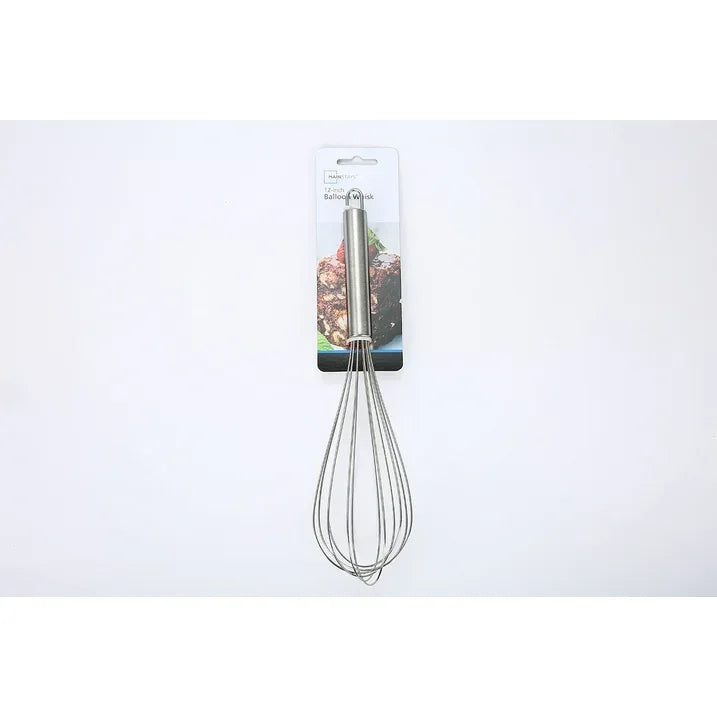 Wholesale Price with free shipping across the USA for (12 pack) Mainstays 12-inch Stainless Steel Whisk with Loop for Hanging, Silver - Manji Distributors