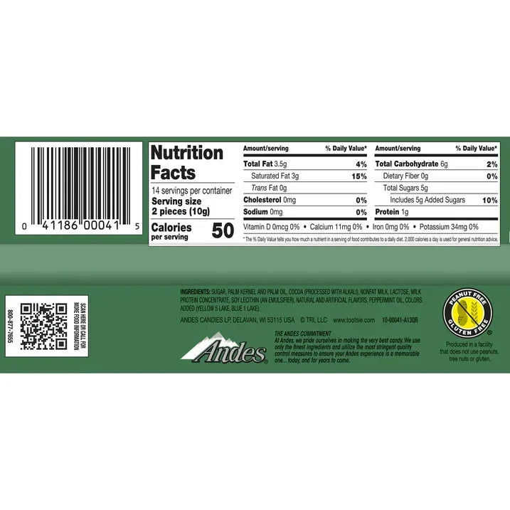 Wholesale Price with free shipping across the USA for Andes Crème de Menthe Thin Mints, 4.67 oz. Peanut Free, Gluten Free. Contains Milk. - Manji Distributors