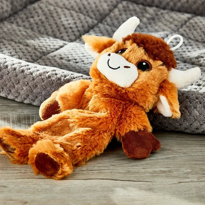 Wholesale Price with free shipping across the USA for Vibrant Life Cozy Buddy 11.5 inch Longhorn Cow Squeaky Plush Dog Toy - Manji Distributors