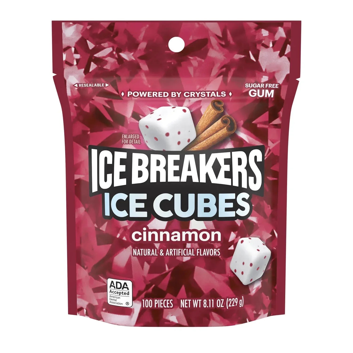 Wholesale Price with free shipping across the USA for Ice Breakers Ice Cubes Cinnamon Sugar Free Chewing Gum, Pouch 8.11 oz, 100 Pieces - Manji Distributors