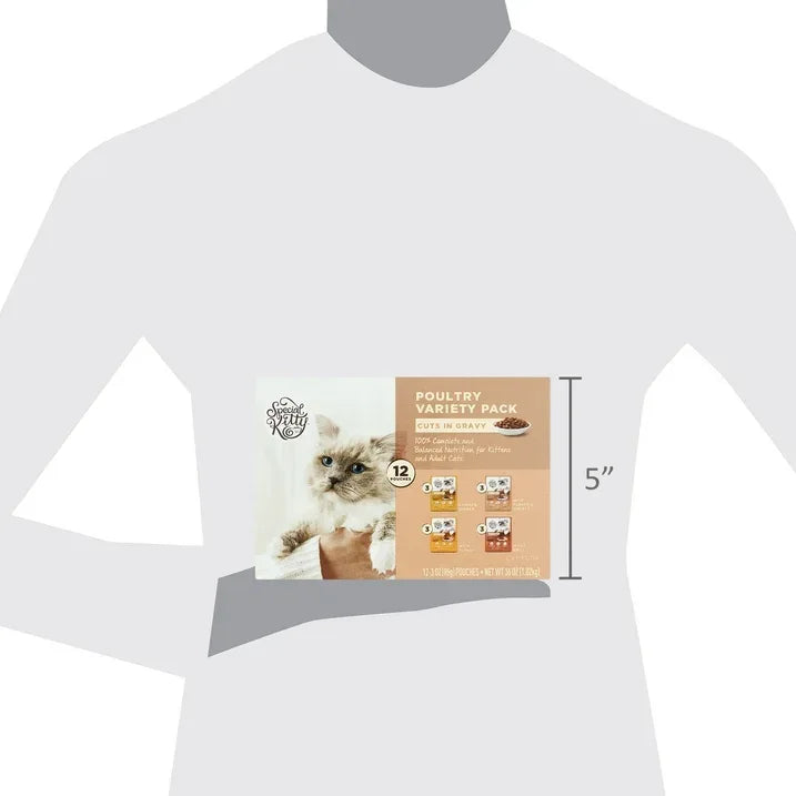 Wholesale Price with free shipping across the USA for Special Kitty Chicken Dinner and Turkey and Giblets and Mixed Grill Cuts in Gravy Wet Cat Food Poultry Variety Pack, 12 Count - Manji Distributors
