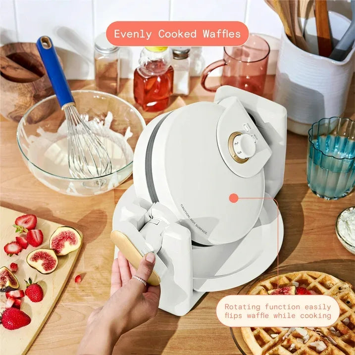 Wholesale Price with free shipping across the USA for Beautiful Rotating Belgian Waffle Maker, White Icing by Drew Barrymore - Manji Distributors