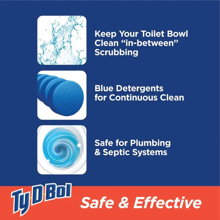 Wholesale Price with free shipping across the USA for Ty-D-Bol Bleach-Free Toilet Bowl Cleaner Tablets, 1.4 oz, 10 Pack - Manji Distributors
