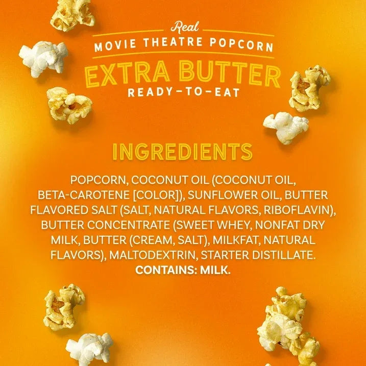 Wholesale Price with free shipping across the USA for AMC Theatres Ready to Eat Popcorn, Extra Butter - Manji Distributors