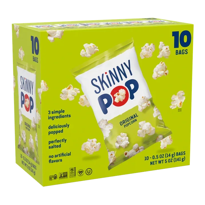Wholesale Price with free shipping across the USA for (4 pack) SkinnyPop Gluten-Free Original Popcorn, 0.5 oz Snack-Size Bags, 10 Count - Manji Distributors