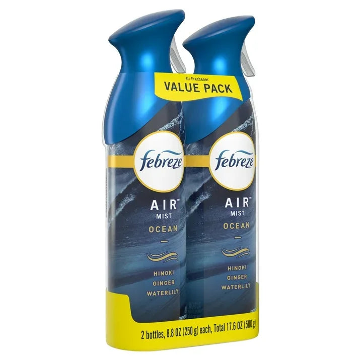Wholesale Price with free shipping across the USA for Febreze Air Freshener Spray, Odor-Fighting Room Spray, Ocean, 8.8oz, 2 Count - Manji Distributors