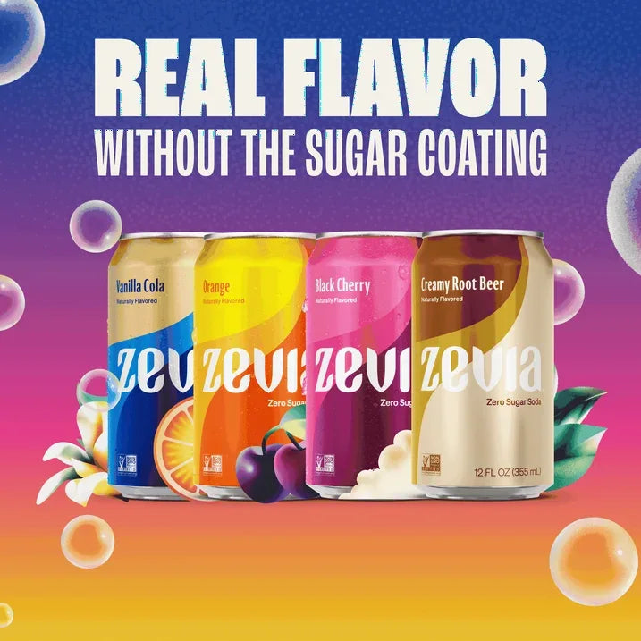 Wholesale Price with free shipping across the USA for Zevia Zero Sugar, 0 Calorie Variety Soda, 12 fl oz, 8 Pack Cans - Manji Distributors