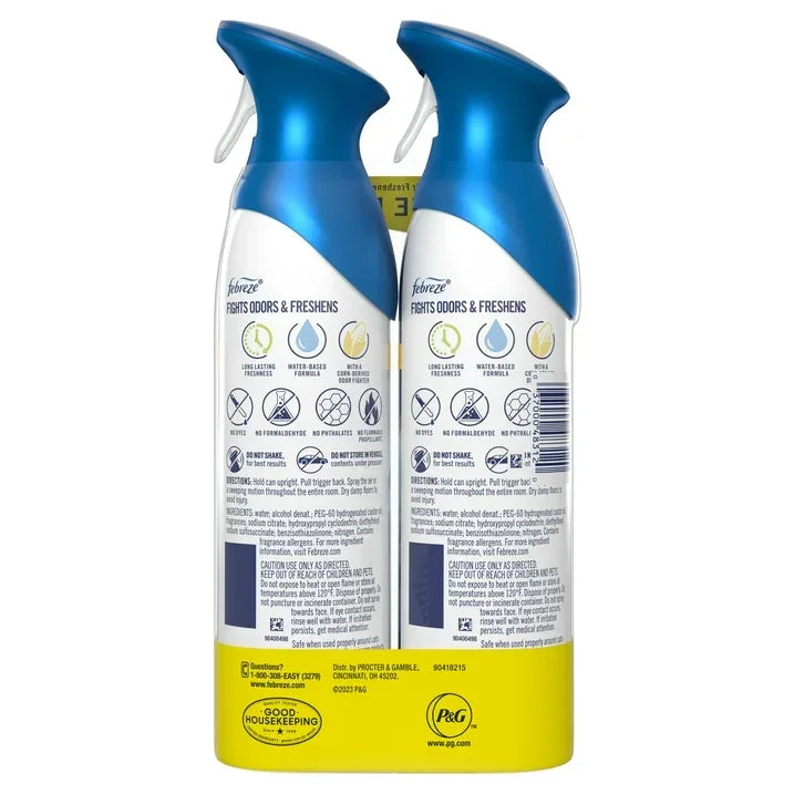 Wholesale Price with free shipping across the USA for Febreze Air Freshener Spray, Odor-Fighting Room Spray, Ocean, 8.8oz, 2 Count - Manji Distributors