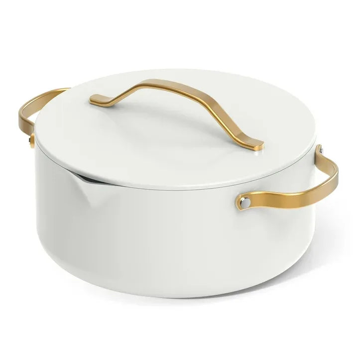 Wholesale Price with free shipping across the USA for Beautiful 12pc Ceramic Non-Stick Cookware Set with Strainer Lids, White Icing by Drew Barrymore - Manji Distributors