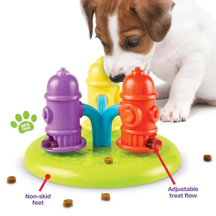 Wholesale Price with free shipping across the USA for Brightkins Spinning Hydrants Dog Toy Treat Puzzle for Interactive Enrichment Training & Puppy Birthdays - Manji Distributors