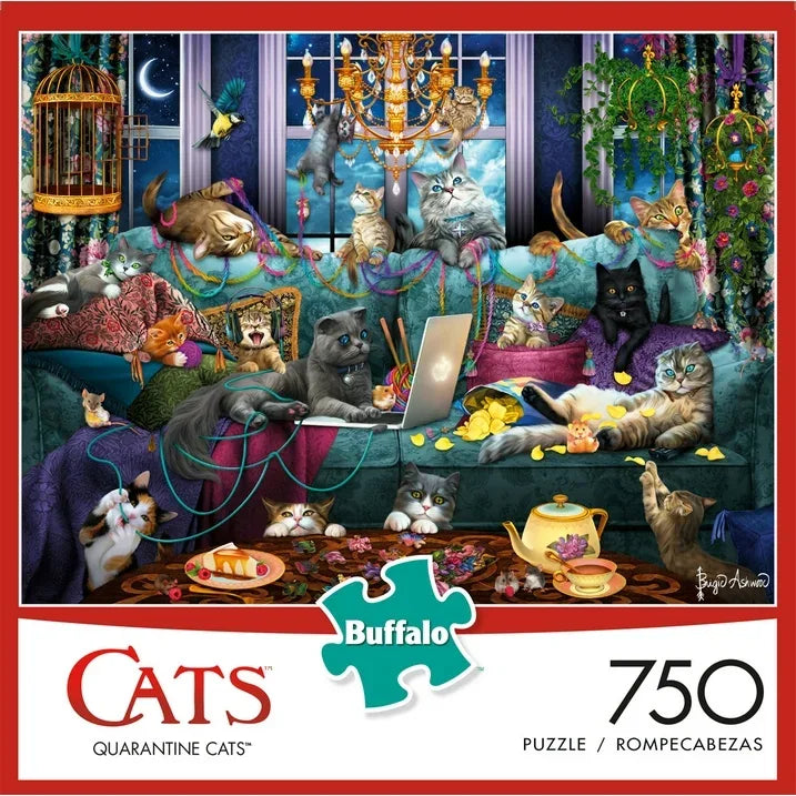 Wholesale Price with free shipping across the USA for Buffalo Games - Cats Series - Fancy Cats - 750 Piece Jigsaw Puzzle - Manji Distributors