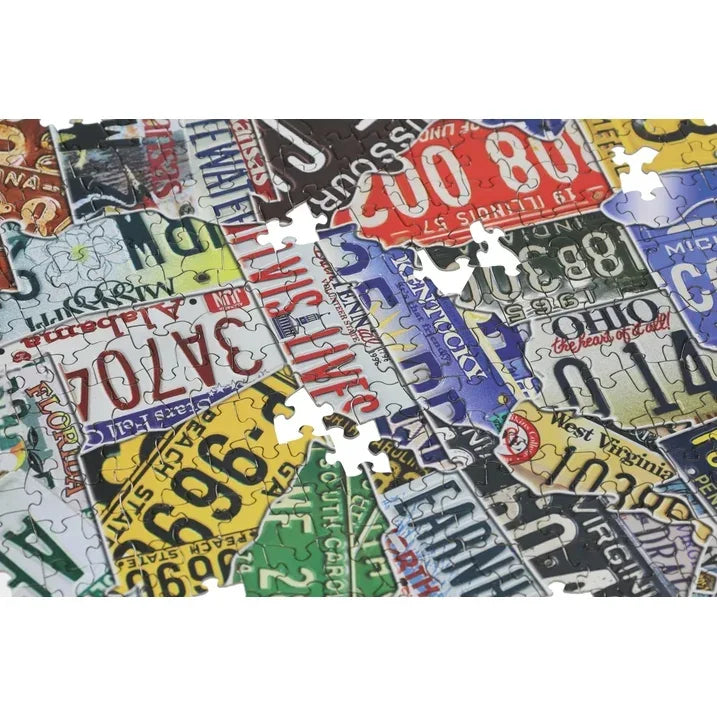 Wholesale Price with free shipping across the USA for TDC Games 1000-Piece USA Map-Shaped License Plate Jigsaw Puzzle for Adults, 31 Inches Wide - Manji Distributors