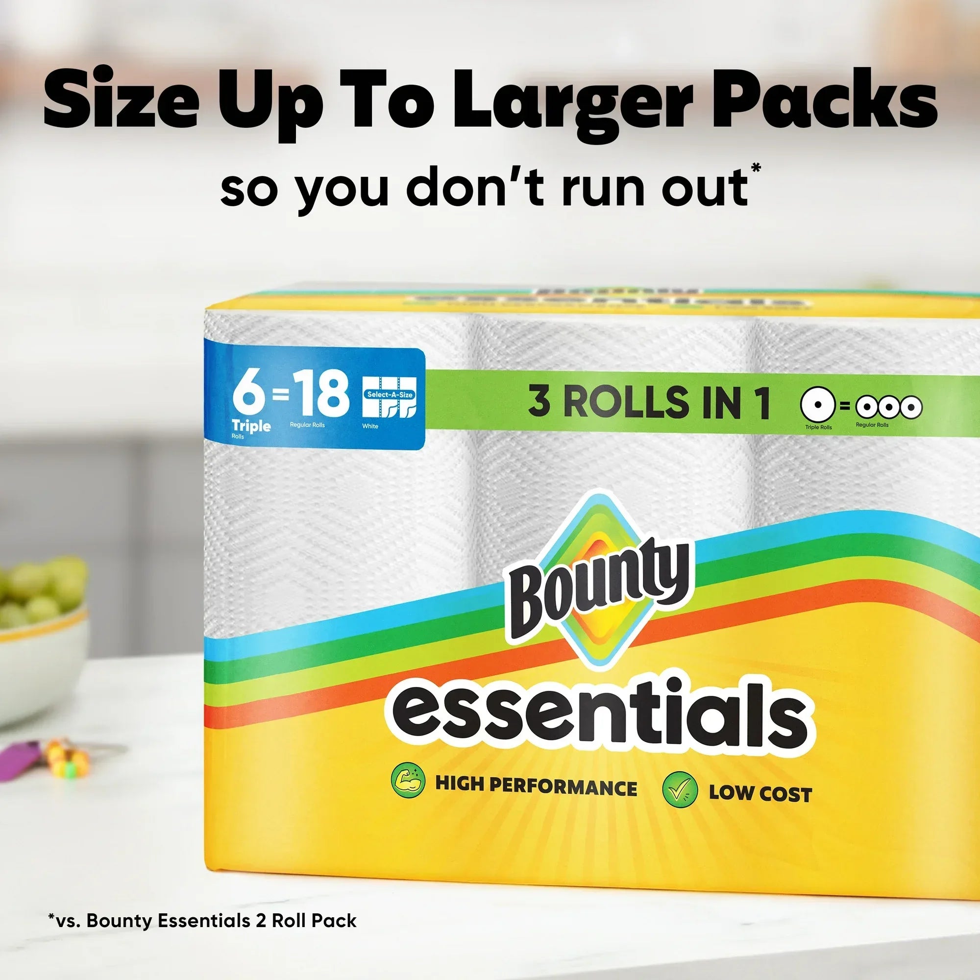 Wholesale Price with free shipping across the USA for Bounty Essentials Select-A-Size Paper Towels, 2 Triple Rolls, White, 162 Sheets Per Roll - Manji Distributors