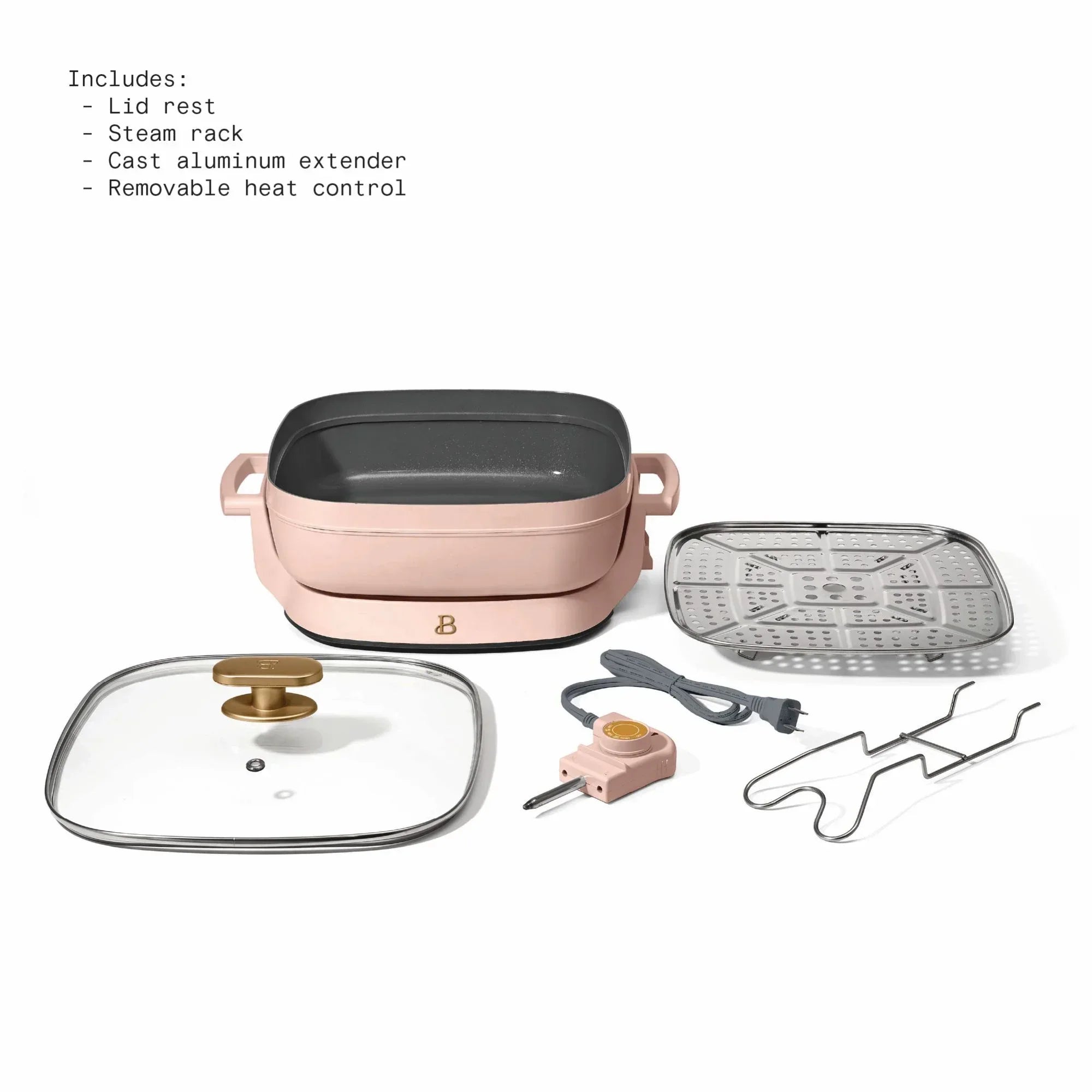 Wholesale Price with free shipping across the USA for Beautiful 5 in 1 Electric Skillet - Expandable up to 7 Qt, Rose by Drew Barrymore - Manji Distributors