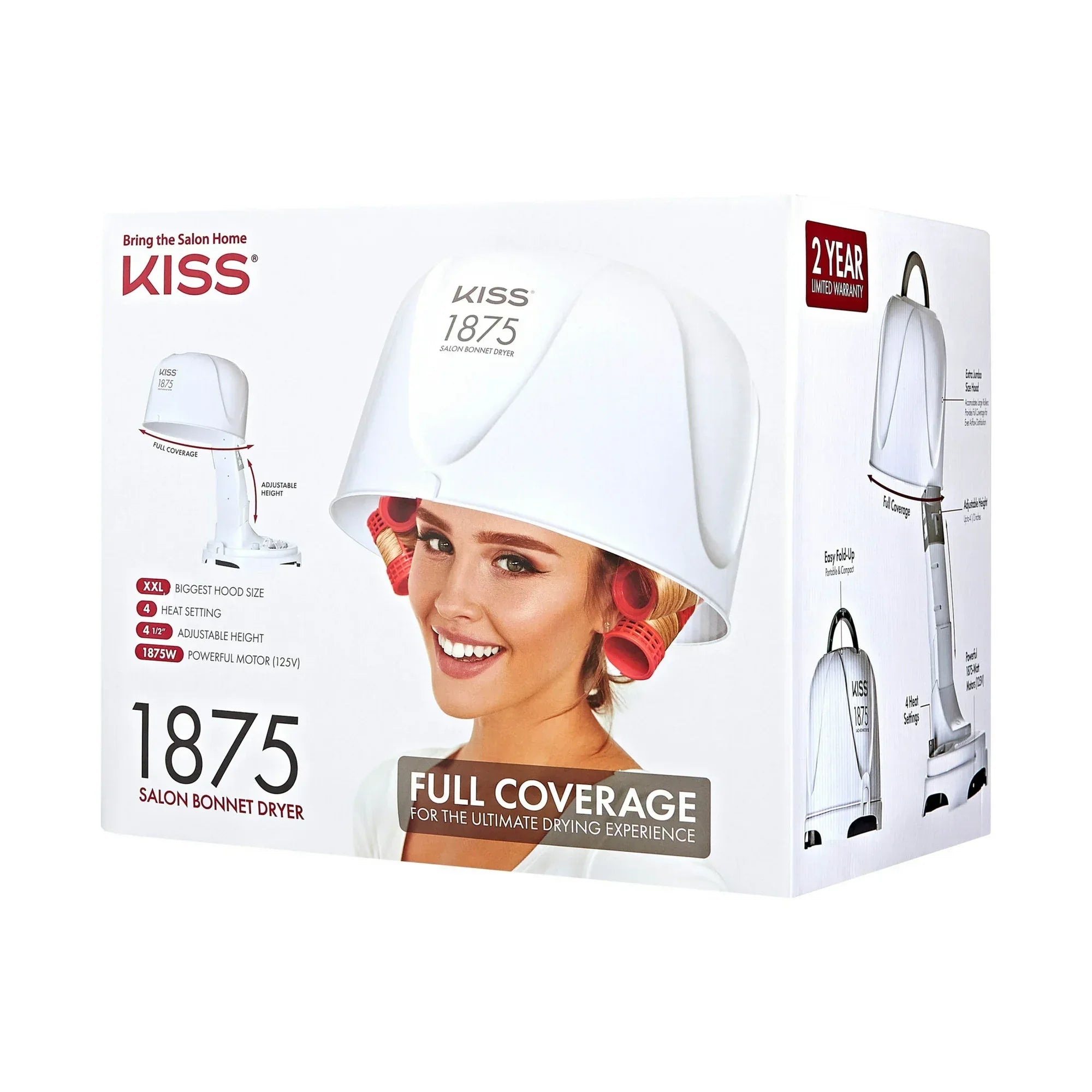 Wholesale Price with free shipping across the USA for KISS 1875W Salon Bonnet Portable Hair Dryer with Adjustable Height & 4 Heat Settings - Manji Distributors