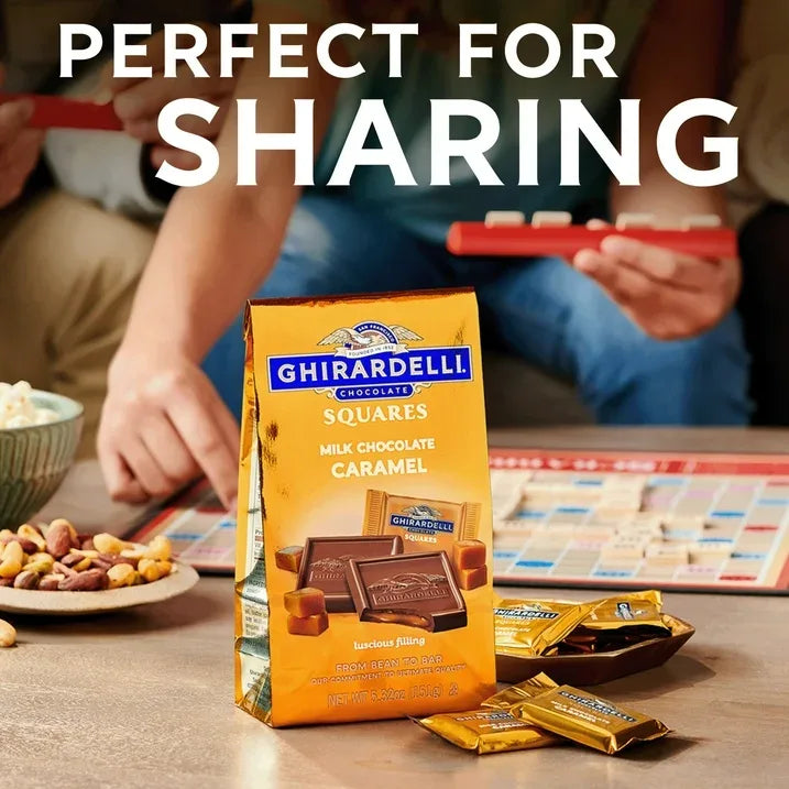 Wholesale Price with free shipping across the USA for GHIRARDELLI Milk Chocolate Candy SQUARES with Caramel Filling, 9.04 oz Bag - Manji Distributors