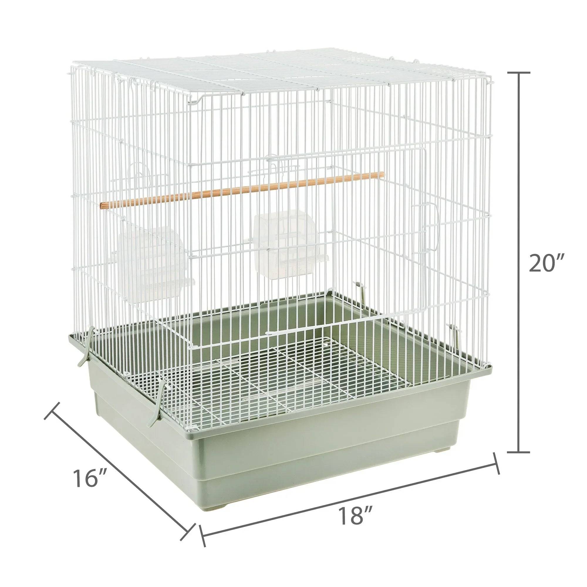 Wholesale Price with free shipping across the USA for Vibrant Life Small Bird Cage with Perch, Plastic Hooded Cup & Tray for Parakeets & Finches, White - Manji Distributors