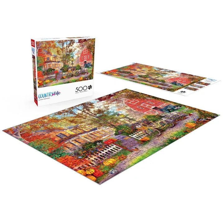 Wholesale Price with free shipping across the USA for Buffalo Games 500-Piece Country Life Autumn Farmhouse Jigsaw Puzzle - Manji Distributors
