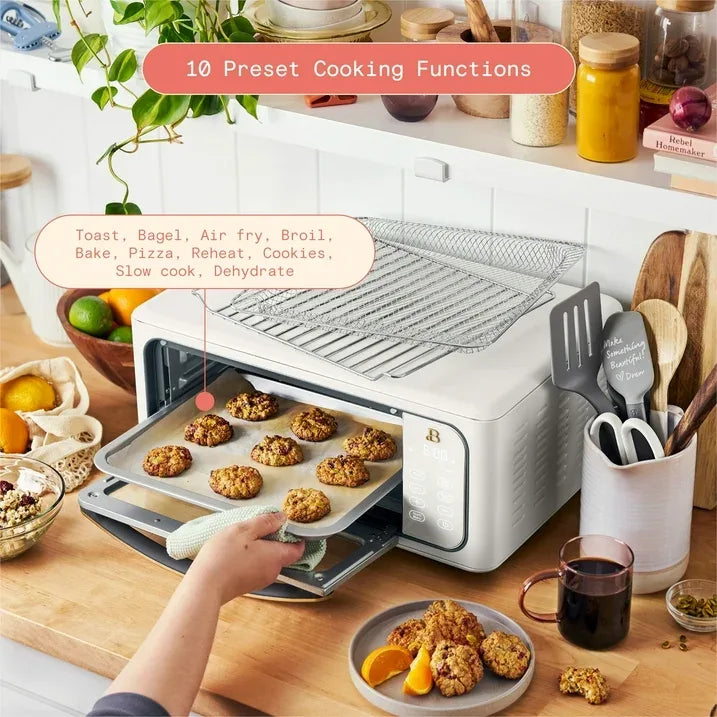 Wholesale Price with free shipping across the USA for Beautiful Infrared Air Fryer Toaster Oven, 9-Slice, 1800 W, White Icing by Drew Barrymore - Manji Distributors