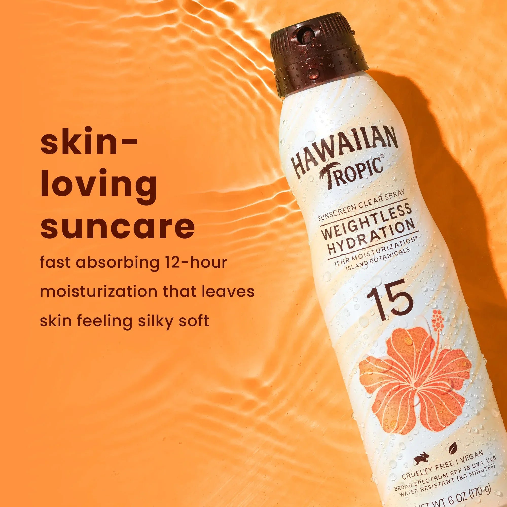 Wholesale Price with free shipping across the USA for Hawaiian Tropic Weightless Hydration Clear Spray Sunscreen SPF 15, 6oz - Manji Distributors