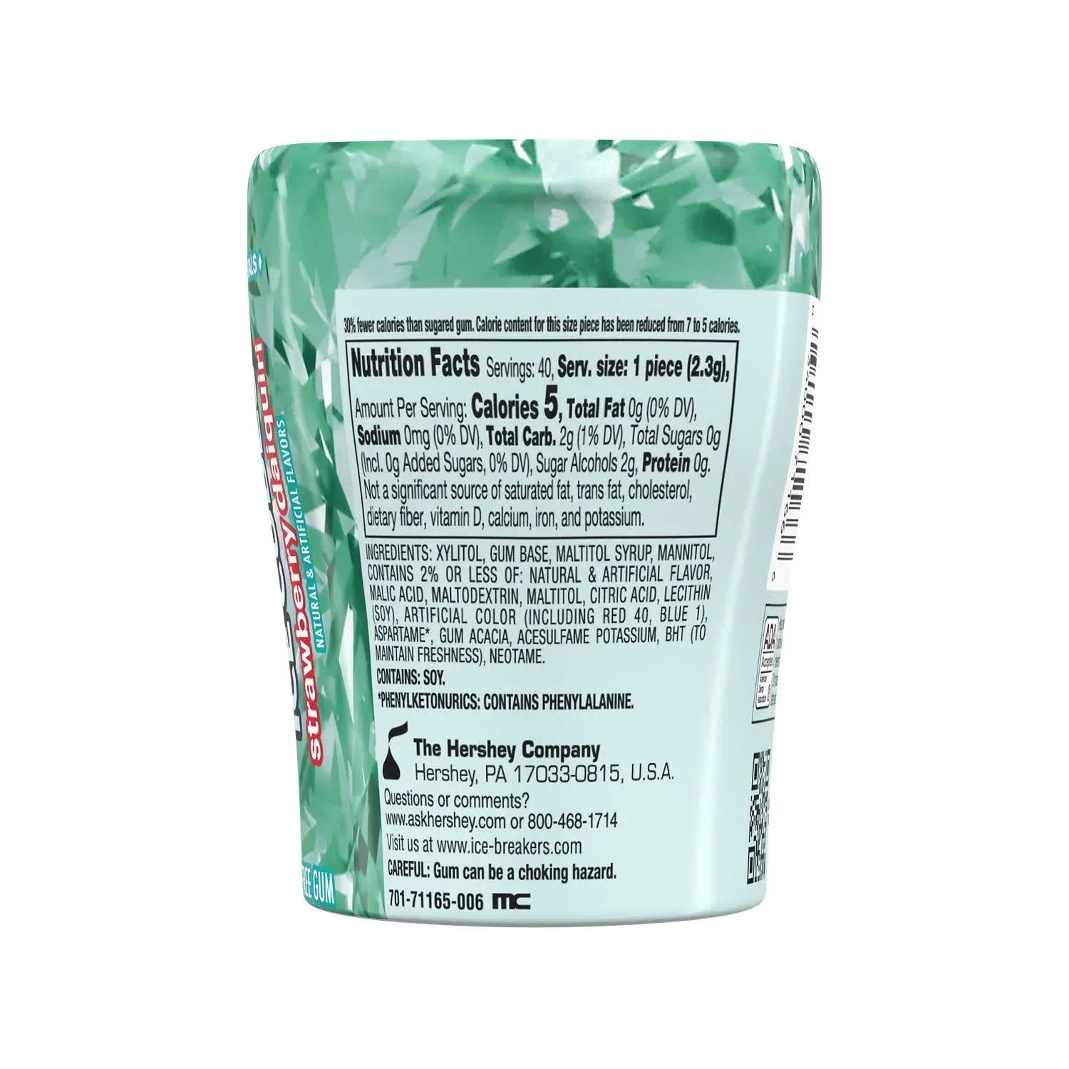 Wholesale Price with free shipping across the USA for Ice Breakers Ice Cubes Strawberry Daiquiri Flavored Sugar Free Chewing Gum, Bottle 3.24 oz, 40 Pieces - Manji Distributors